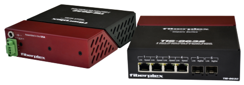 fiberplex 6 port 10/100/1000 ethernet switch  4 copper ports with 2 sfp optical ports tis-8632